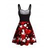 Robe de Saint-Valentin à imprimé cœurs colorés et fronces colorblock - Rouge Vineux XXXXXL | US 20