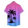 Beach Couple Outfit Coconut Tree Print Ombre Ruched Dress and Shirt Set - multicolor S | US 4