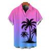 Beach Couple Outfit Coconut Tree Print Ombre Ruched Dress and Shirt Set - multicolor S | US 4