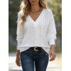 Chemisier uni à faux boutons ajourés et col en V - Blanc XXL | US 12