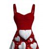 Robe de Saint-Valentin mini froncée à imprimé cœur bicolore - Rouge Cerise XXXXXL | US 20