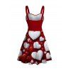 Valentine's Day Couple Outfit Bicolor Heart Print Ruched Dress and Shirt Set - Rouge Cerise S | US 4