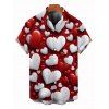 Valentine's Day Couple Outfit Bicolor Heart Print Ruched Dress and Shirt Set - Rouge Cerise S | US 4