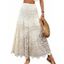 Jupe longue bohème de plage style ethnique ajourée en crochet trapèze - Blanc de Crème ONE SIZE