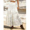 Jupe longue bohème de plage style ethnique ajourée en crochet trapèze - Blanc de Crème ONE SIZE
