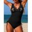 Maillot de bain une pièce de plage à motif géométrique ajouré et taille haute - Noir XXL | US 12