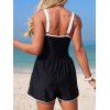 Maillot de bain de plage gainant à imprimé floral, shorty rembourré - Noir XXL | US 12