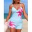Maillot de bain tankini de plage à imprimé floral Lily, shorty resserré, maillot de bain de vacances - Bleu clair XXL | US 12