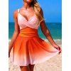 Maillot de bain une pièce de plage à imprimé ombré croisé froncé - Orange XXL | US 12