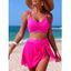 Maillot de bain tankini de plage uni avec jupe à nœud papillon torsadé, maillot de bain de vacances - Rouge Rose XXL | US 12