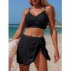 Maillot de bain tankini de plage uni avec jupe à nœud papillon torsadé, maillot de bain de vacances - Noir XXL | US 12