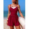 Maillot de bain de plage gainant, shorty coloré, maillot de bain de vacances - Rouge Vineux S | US 4