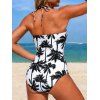 Maillot de bain une pièce de plage à imprimé cocotier et dos nu festonné - Noir XL | US 10