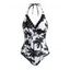Maillot de bain une pièce de plage à imprimé cocotier et dos nu festonné - Noir XL | US 10