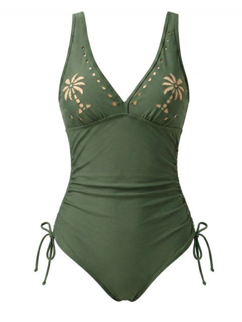 Maillot de bain une pièce de plage à motif géométrique ajouré et taille haute