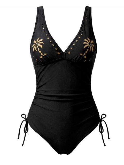 Maillot de bain une pièce de plage à motif géométrique ajouré et taille haute