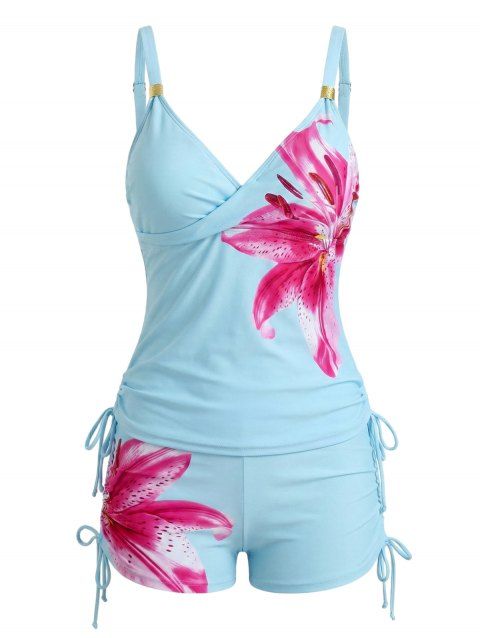Maillot de bain tankini de plage à imprimé floral Lily, shorty resserré, maillot de bain de vacances