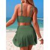 Maillot de bain tankini de plage uni avec jupe à nœud papillon torsadé, maillot de bain de vacances - Vert profond L | US 8