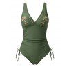 Maillot de bain une pièce de plage à motif géométrique ajouré et taille haute - Vert profond M | US 6