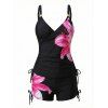 Maillot de bain tankini de plage à imprimé floral Lily, shorty resserré, maillot de bain de vacances - Rouge Rose L | US 8