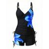 Maillot de bain tankini de plage à imprimé floral Lily, shorty resserré, maillot de bain de vacances - Bleu L | US 8-10