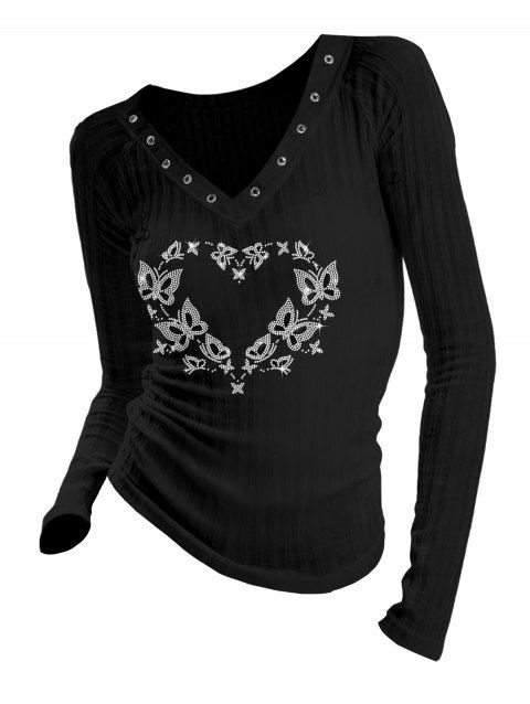 Haut à œillets à imprimé papillon et cœur pour la Saint-Valentin