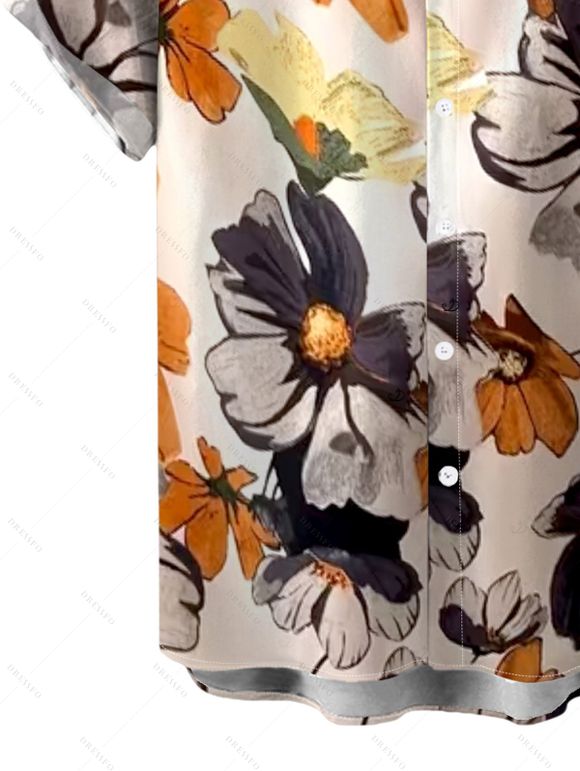 Chemise de vacances pour homme, chemise boutonnée à imprimé floral coloré - multicolor A 5XL