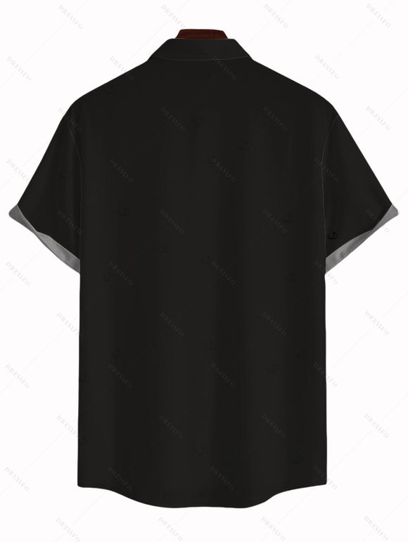 Chemise de vacances pour homme, chemise boutonnée à imprimé lys - Noir 5XL