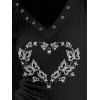Haut à œillets à imprimé papillon et cœur pour la Saint-Valentin - Noir XXL | US 14