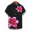Chemise de vacances pour homme, chemise boutonnée à imprimé lys - Rouge Rose 5XL