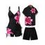Vacation Couple Outfit Lily Floral Print Cinched Boyshorts Swimsuit and Shirt Shorts Set - Rose S | US 4