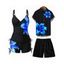 Vacation Couple Outfit Lily Floral Print Cinched Boyshorts Swimsuit and Shirt Shorts Set - Rose S | US 4