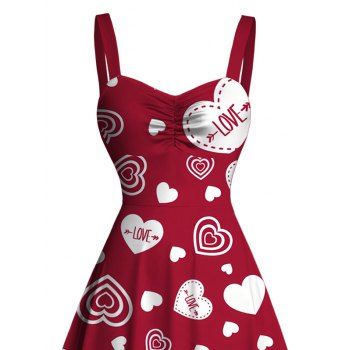 Valentine's Day Dress LOVE Heart Letter Print Ruched Dress