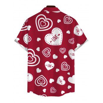 Valentine's Day Couple Outfit LOVE Heart Letter Print Ruched Dress and Shirt Set