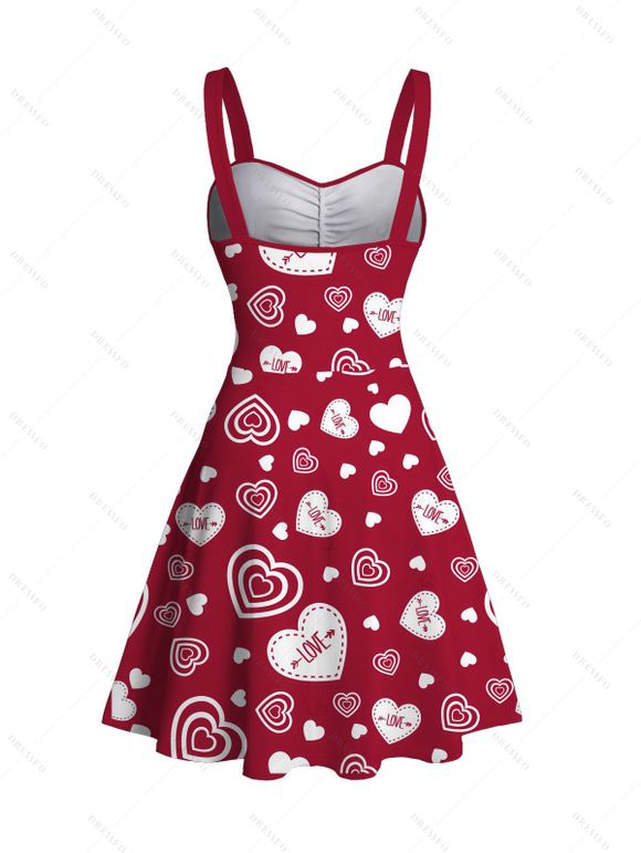 Valentine's Day Couple Outfit LOVE Heart Letter Print Ruched Dress and Shirt Set - Rouge S | US 4