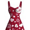 Robe de Saint-Valentin imprimée de cœurs et de lettres LOVE, à fronces - Rouge XXXXXL | US 20