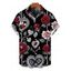 Chemise gothique boutonnée à imprimé cœur et feuille de rose pour homme, idéale pour la Saint-Valentin. - Noir 5XL