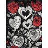 Chemise homme pour la Saint-Valentin, imprimé cœur, rose et feuille, boutonnée - Noir 5XL
