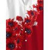 Chemise de vacances pour homme, chemise boutonnée à imprimé tournesol contrasté - Rouge XL