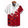 Chemise de vacances pour homme, chemise boutonnée à imprimé tournesol contrasté - Rouge XL
