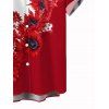Chemise de vacances pour homme, chemise boutonnée à imprimé tournesol contrasté - Rouge XL