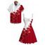 Vacation Couple Outfit Contrast Color Sunflower Print Ruched Dress and Shirt Set - Rouge S | US 4