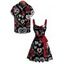 Valentine's Day Couple Outfit Rose Leaf Heart Print Belt Dress and Shirt Set - Noir S | US 4