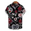 Valentine's Day Couple Outfit Rose Leaf Heart Print Belt Dress and Shirt Set - Noir S | US 4