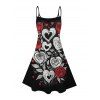 Valentine's Day Couple Outfit Heart Rose Leaf Print Dress and Shirt Set - Noir S | US 4