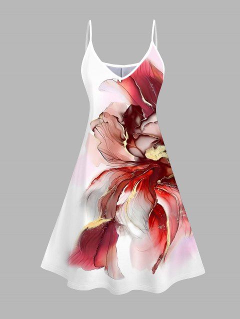 Robe de vacances à imprimé floral ombré et fines bretelles