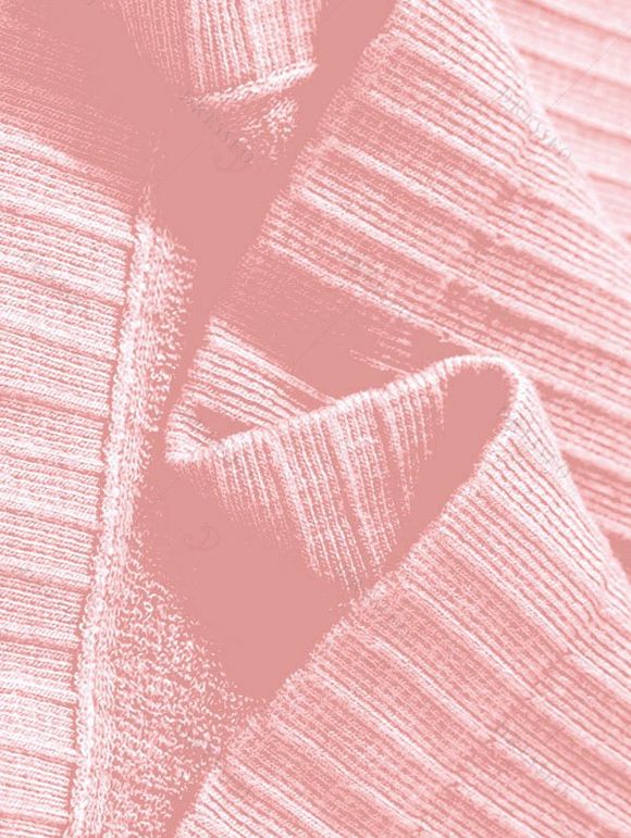 Débardeur en maille à col V et empiècement en dentelle festonnée côtelée - Rose clair ONE SIZE