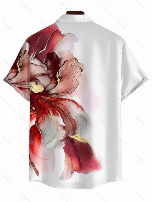 Vacation Couple Outfit Ombre Flower Print Spaghetti Strap Dress and Shirt Set - Rouge Vineux S | US 4