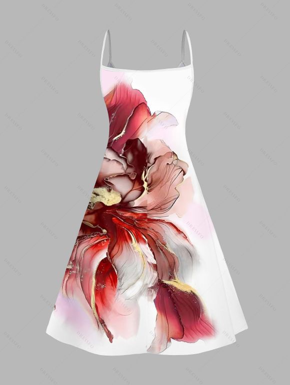 Robe de vacances à imprimé floral ombré et fines bretelles - Rouge Vineux XXXXXL | US 20