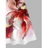 Vacation Couple Outfit Ombre Flower Print Spaghetti Strap Dress and Shirt Set - Rouge Vineux S | US 4